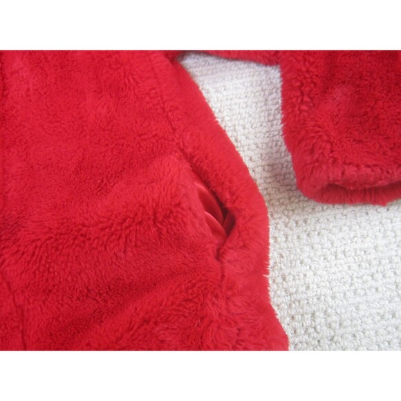 GB Girls Jacket Youth XL 14/16 Red Fleece Open Fuzzy Polyester Pockets Coat - Picture 12 of 16